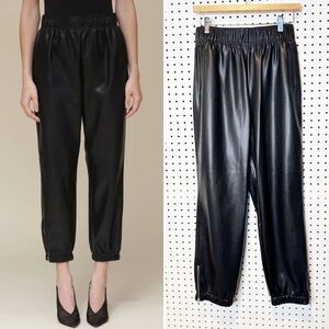 Avec Les Filles | Faux Vegan Leather Jogger Pants in Black Sz. S